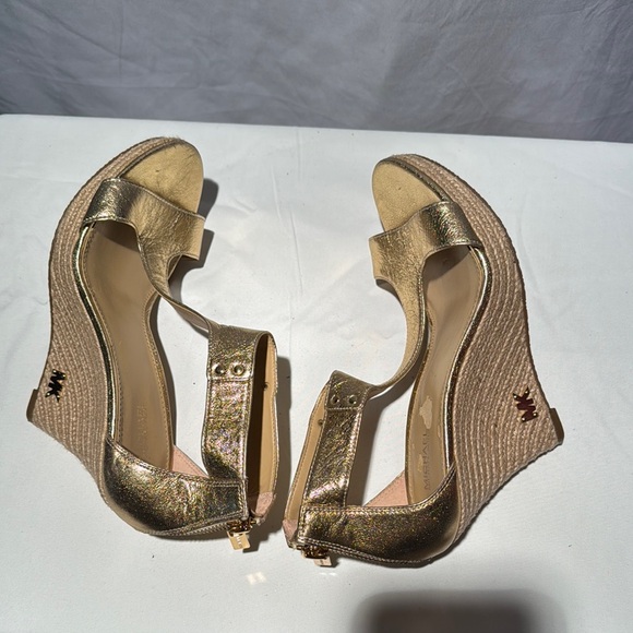 Michael Kors Gold High Heel Sandals with T-Strap - Picture 7 of 13